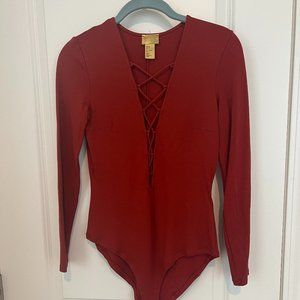 H&M Burnt Orange Bodysuit w/ Criss Cross Detail